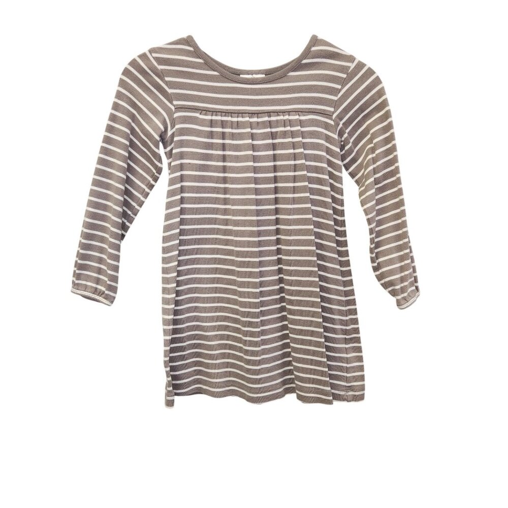 Hanna Andersson Girls 5T Brown & White Striped Cotton Tunic Top 3670